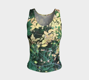Fitted Tank Top - Green Floral -Small