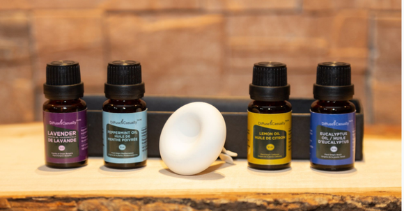 Aromatherapy Gift Box with Natural Diffuser and Essential Oils