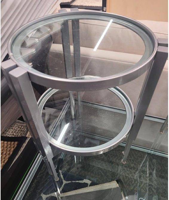 Grey Metal and Glass Drink Table