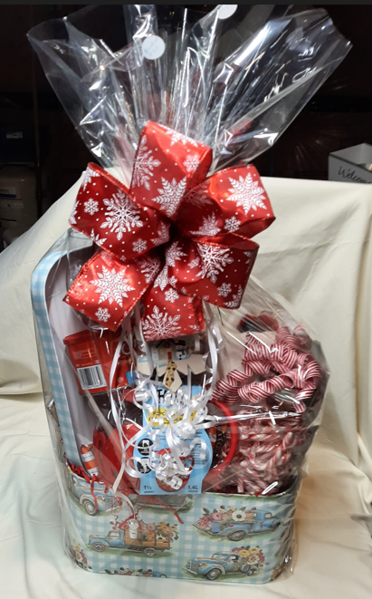 Basket #22 Throw Blanket, Wine, Candy, Popcorn, Stocking & More