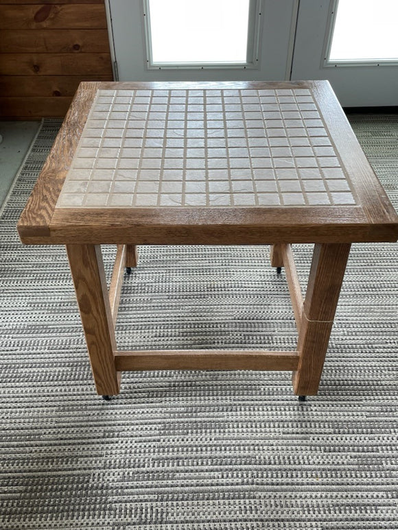 Solid Oak Tiled Patio Table