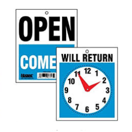 Open & Closed Store Sign with Will Return Clock