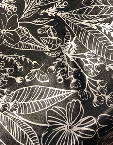 Satin Pillowcase - Queen - Black with Flowers