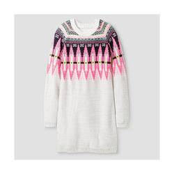 Girls' Sweater Dress Grey Pink (Medium - 7/8)