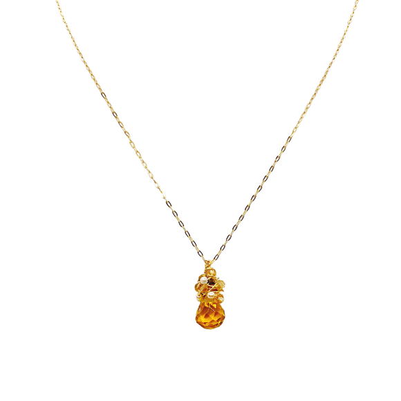 Gold Filled Citrine Cluster Necklace 18